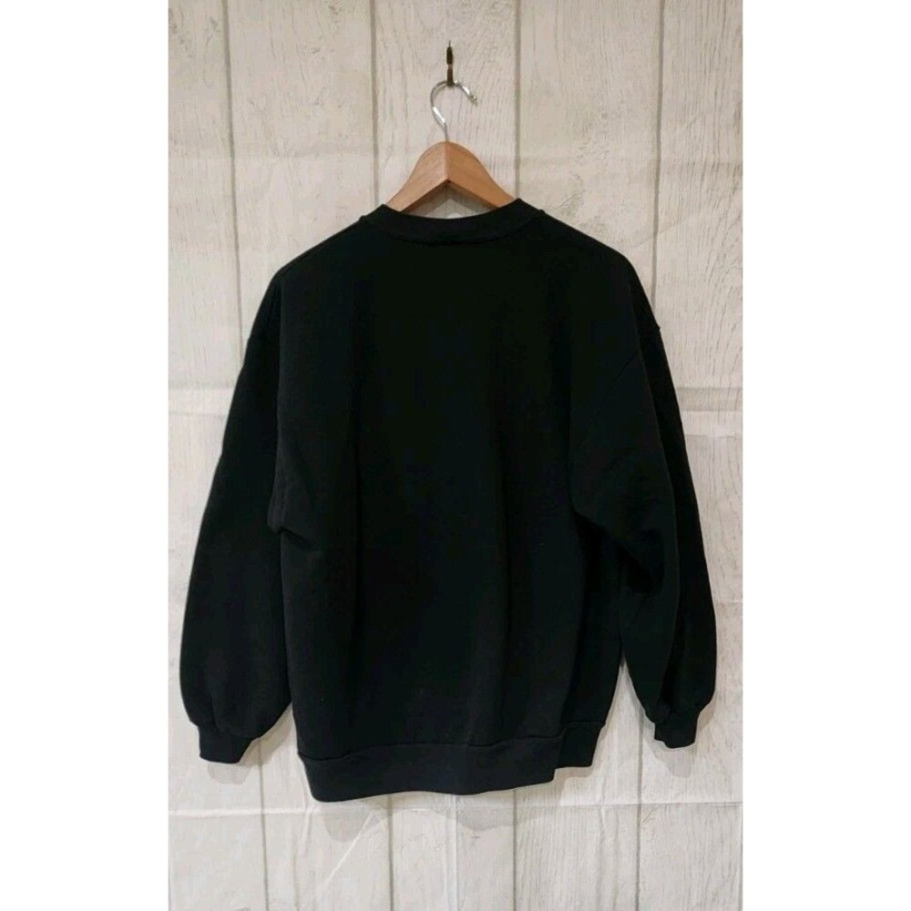 Vtg Jerzees Fall Theme Sweatshirt Woman's Large Black W Autumn Leaves And Robins - Picture 3 of 6